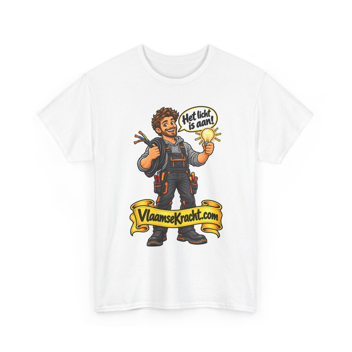 HET LICHT IS AAN! Unisex T-shirt | De Elektricien | VlaamseKracht®