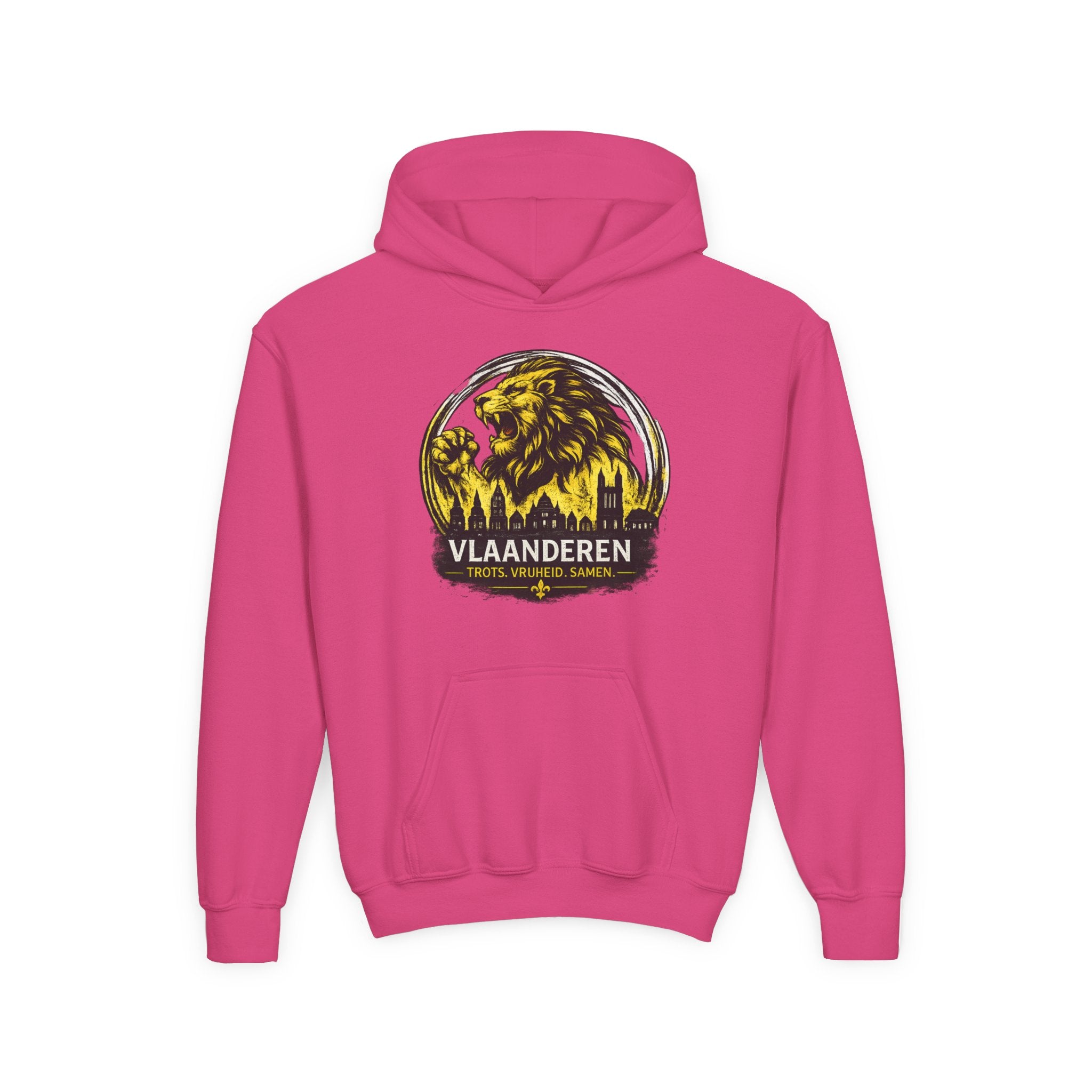 Premium Vlaamse Leeuw Youth Heavy Blend Hooded Sweatshirt | VlaamseKracht®