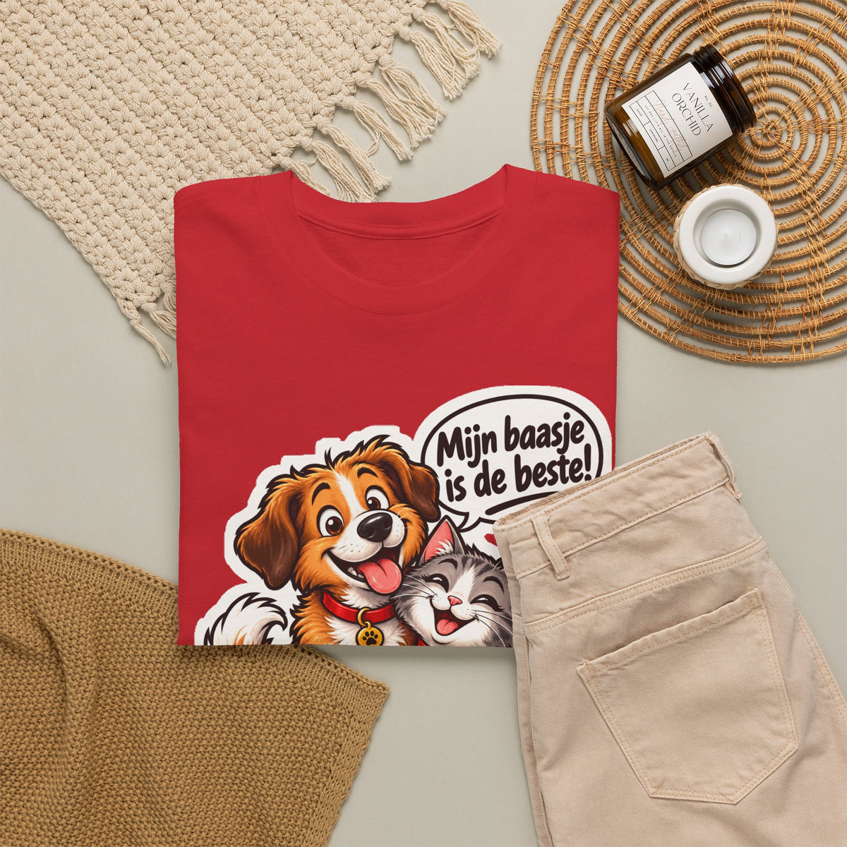 MIJN BAASJE IS DE BESTE! Unisex T-shirt | Hond & Kat | VlaamseKracht®