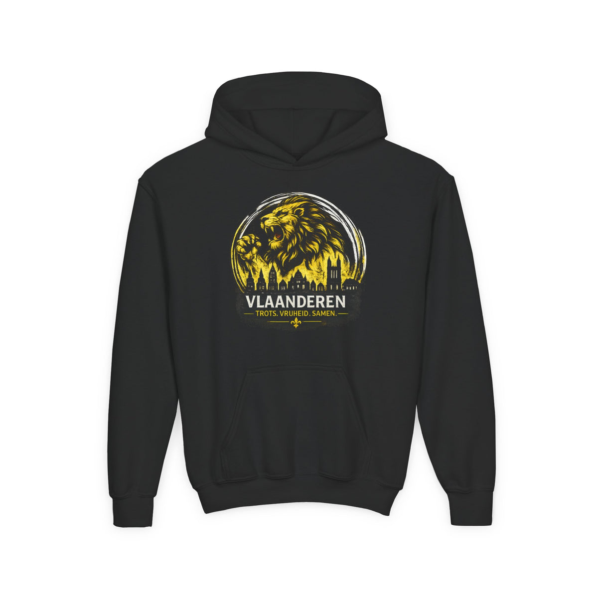 Premium Vlaamse Leeuw Youth Heavy Blend Hooded Sweatshirt | VlaamseKracht®