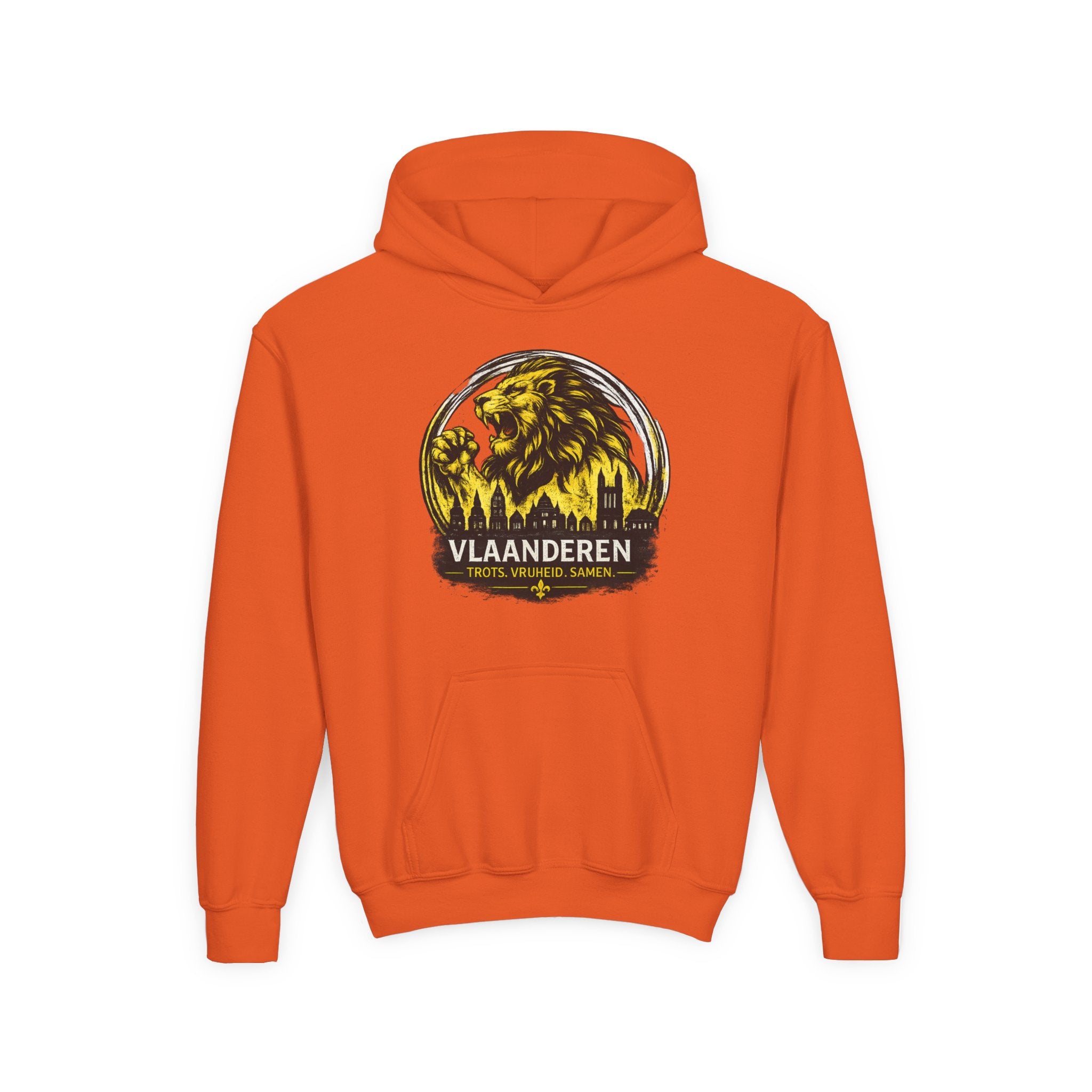 Premium Vlaamse Leeuw Youth Heavy Blend Hooded Sweatshirt | VlaamseKracht®
