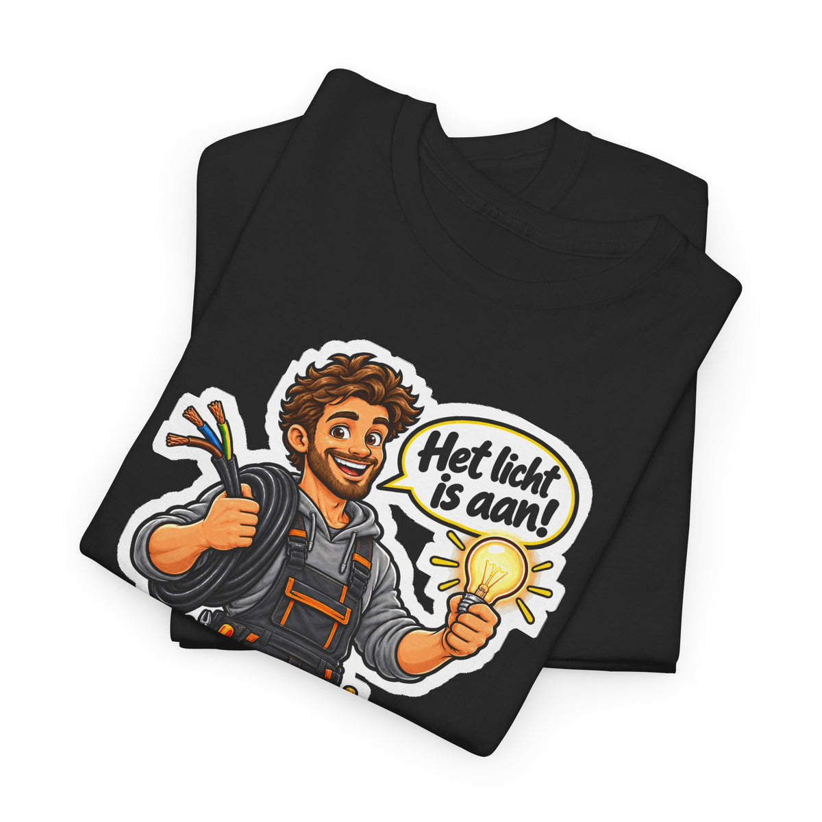 HET LICHT IS AAN! Unisex T-shirt | De Elektricien | VlaamseKracht®