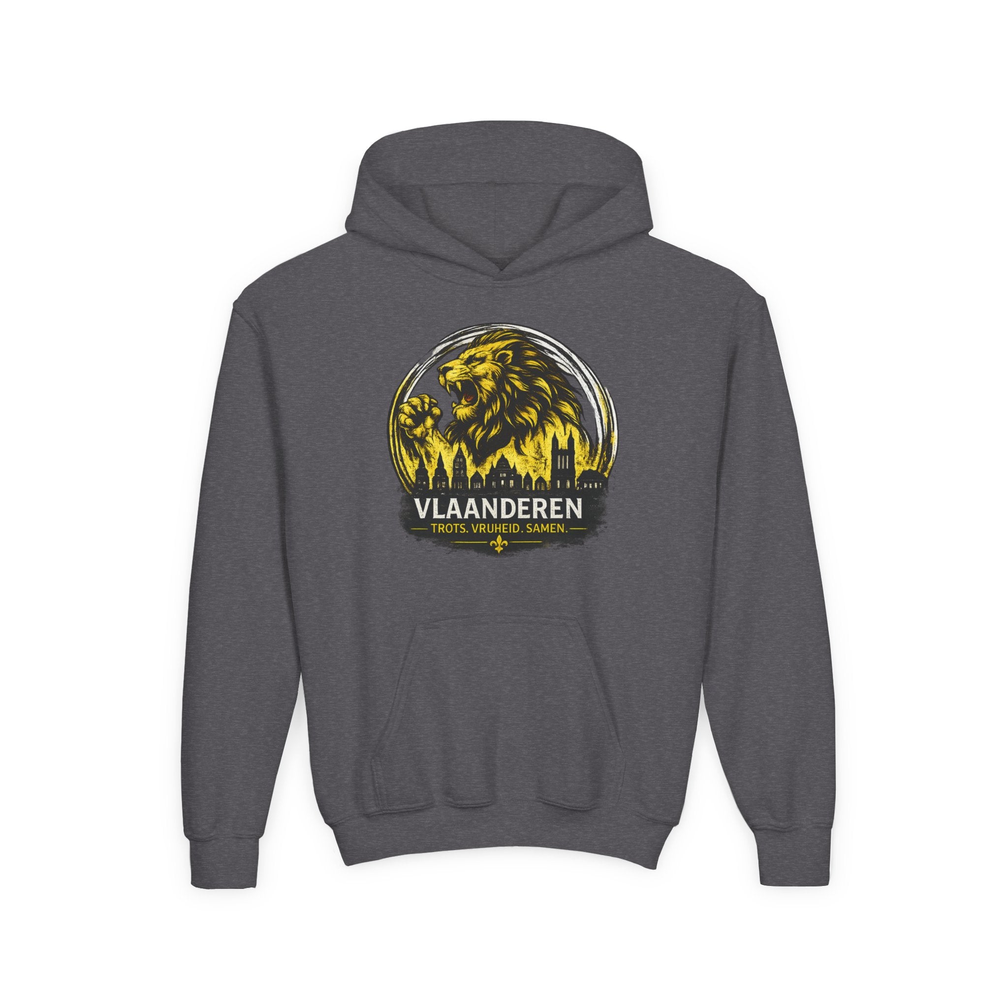 Premium Vlaamse Leeuw Youth Heavy Blend Hooded Sweatshirt | VlaamseKracht®