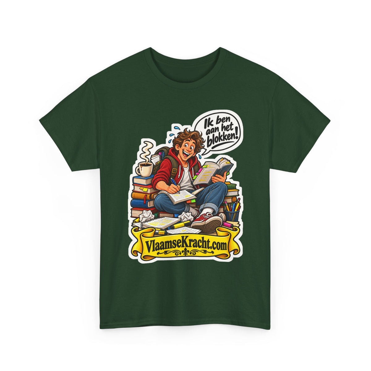 IK BEN AAN HET BLOKKEN! Unisex T-shirt | De Student | VlaamseKracht®