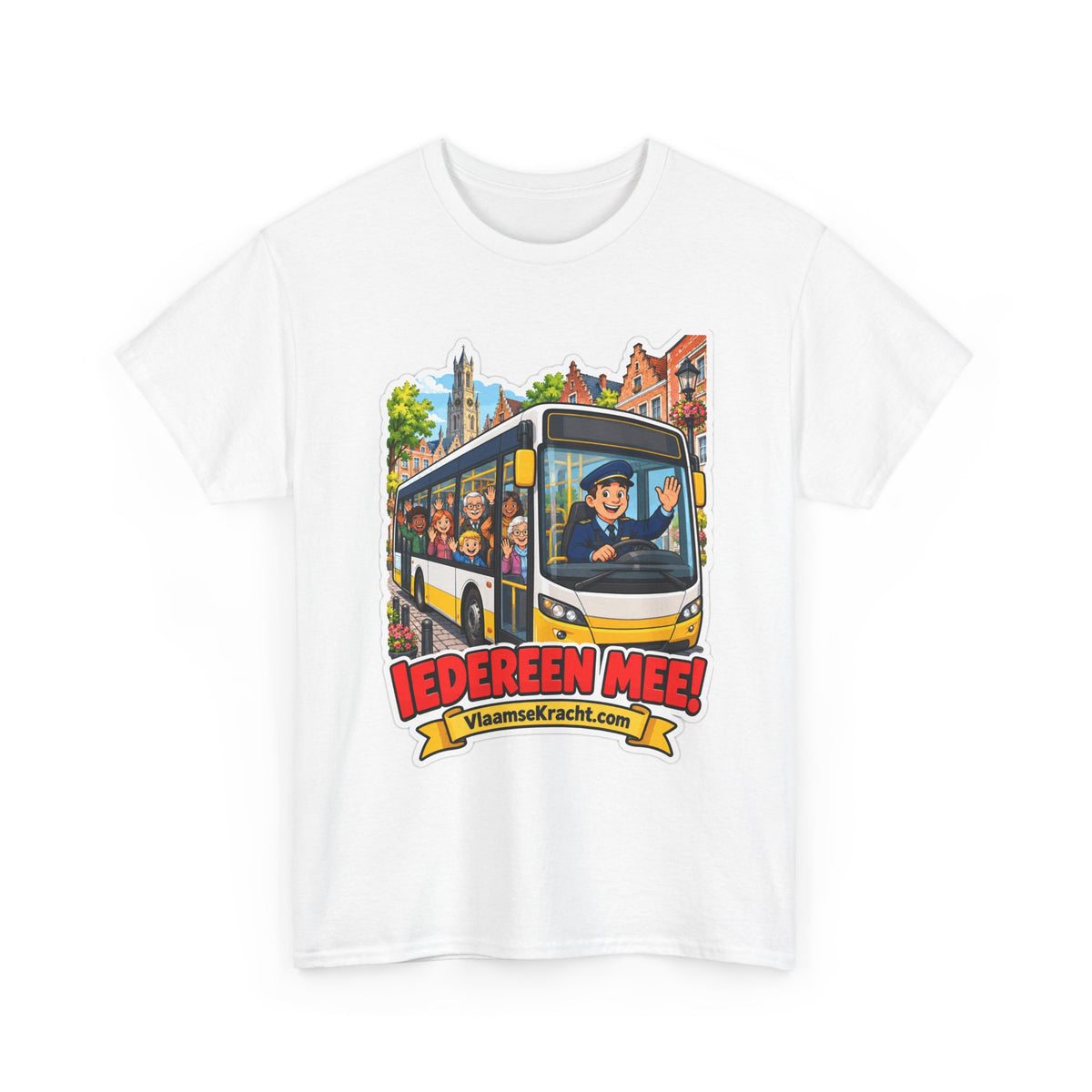IEDEREEN MEE! Unisex T-shirt | De Buschauffeur | VlaamseKracht®