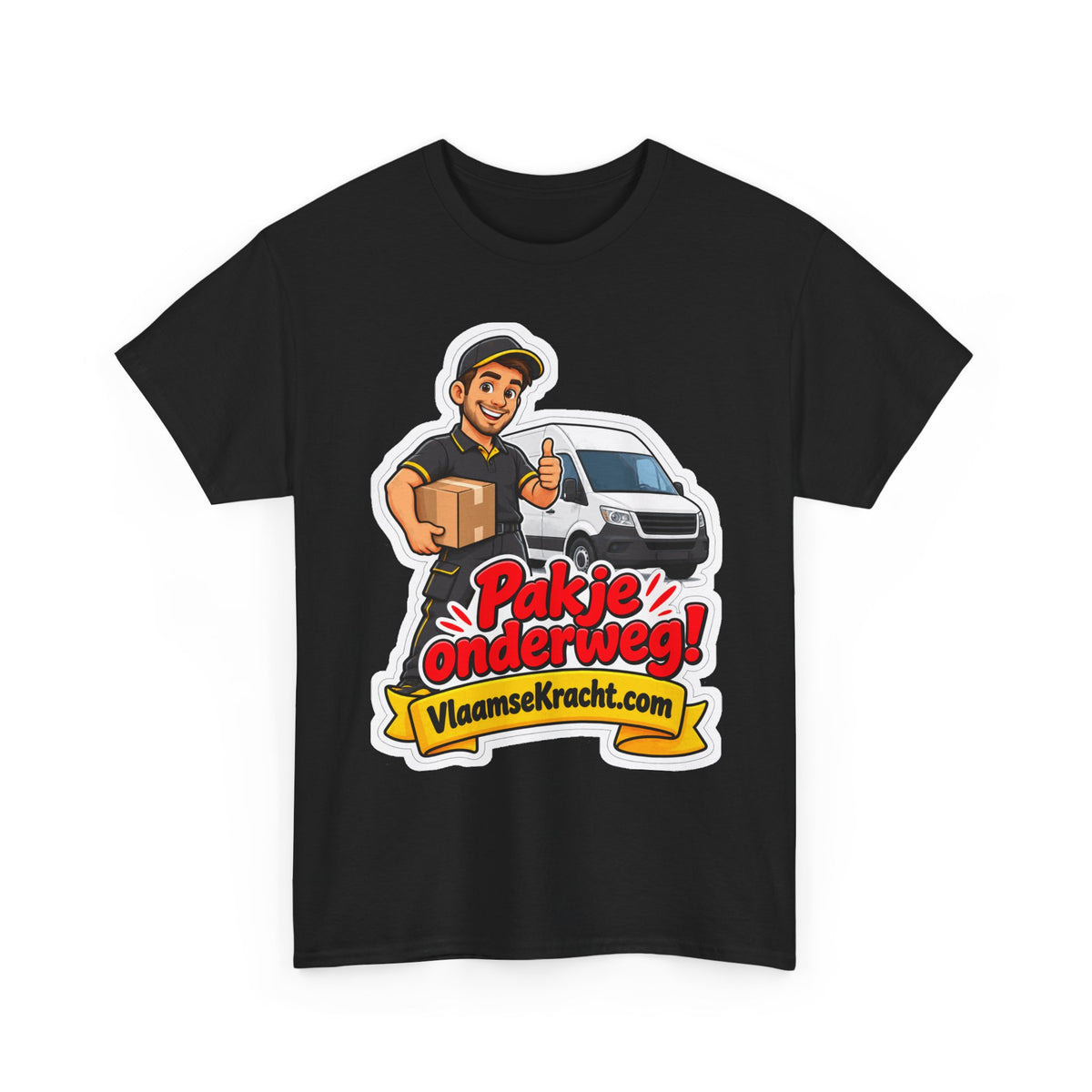 PAKJE ONDERWEG! Unisex T-shirt | De Pakjesbezorger | VlaamseKracht®