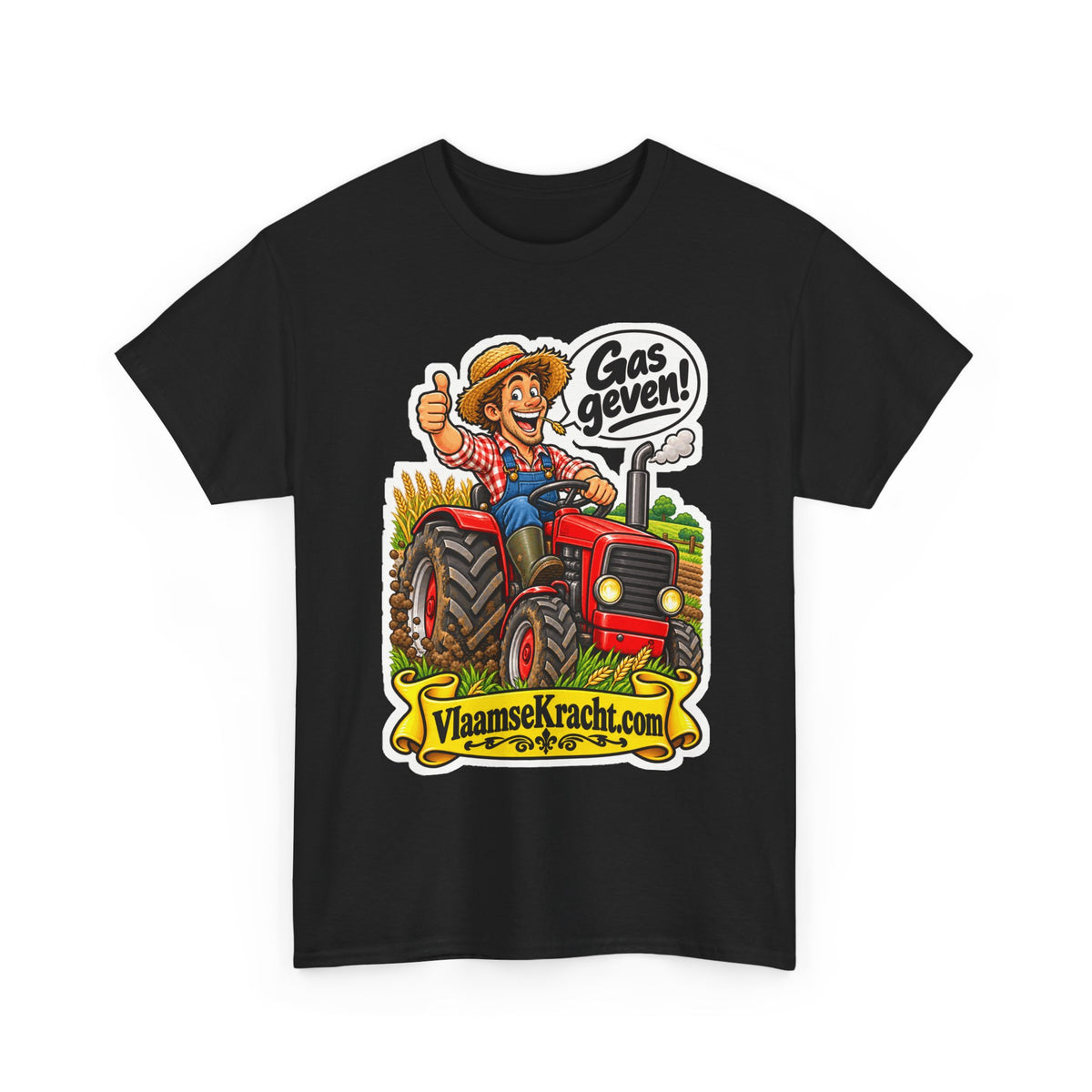 GAS GEVEN! Unisex T-shirt | De Tractorboer | VlaamseKracht®