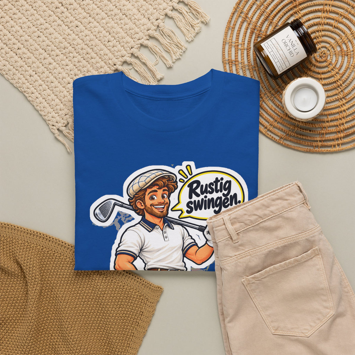 RUSTIG SWINGEN. Unisex T-shirt | De Golfer | VlaamseKracht®