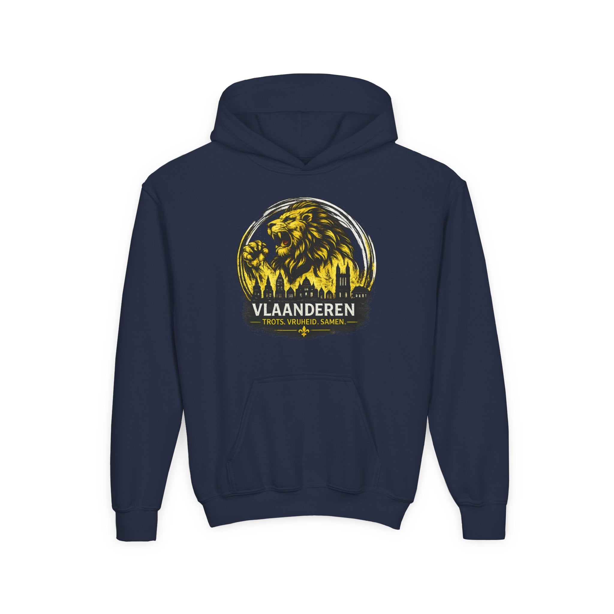 Premium Vlaamse Leeuw Youth Heavy Blend Hooded Sweatshirt | VlaamseKracht®
