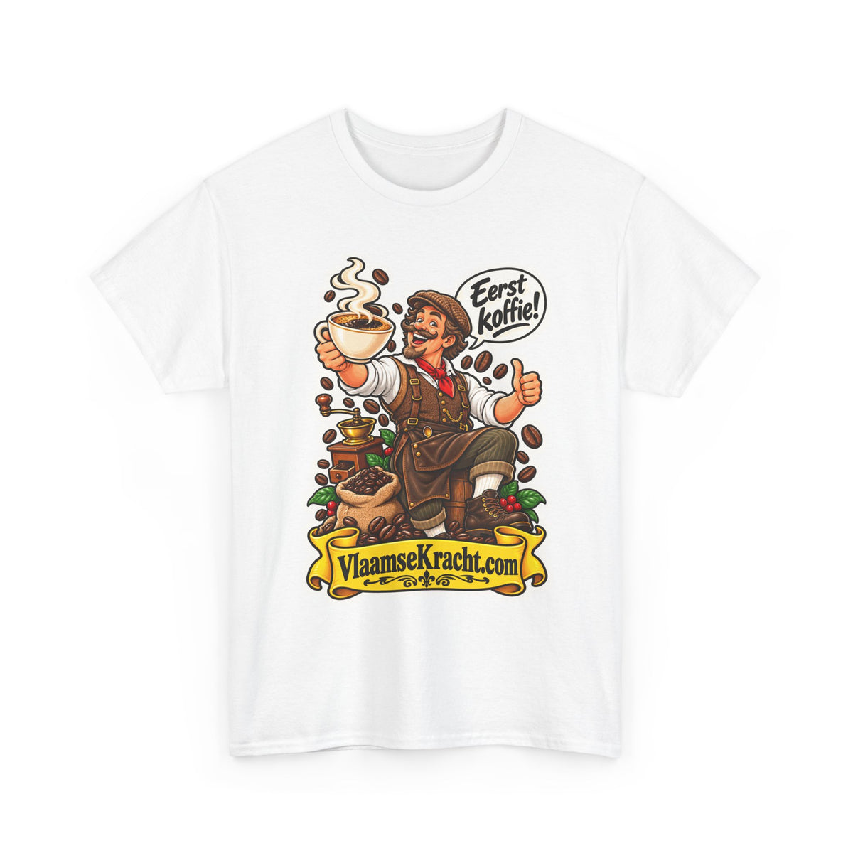 EERST KOFFIE! Unisex T-shirt | De Koffieliefhebber | VlaamseKracht®