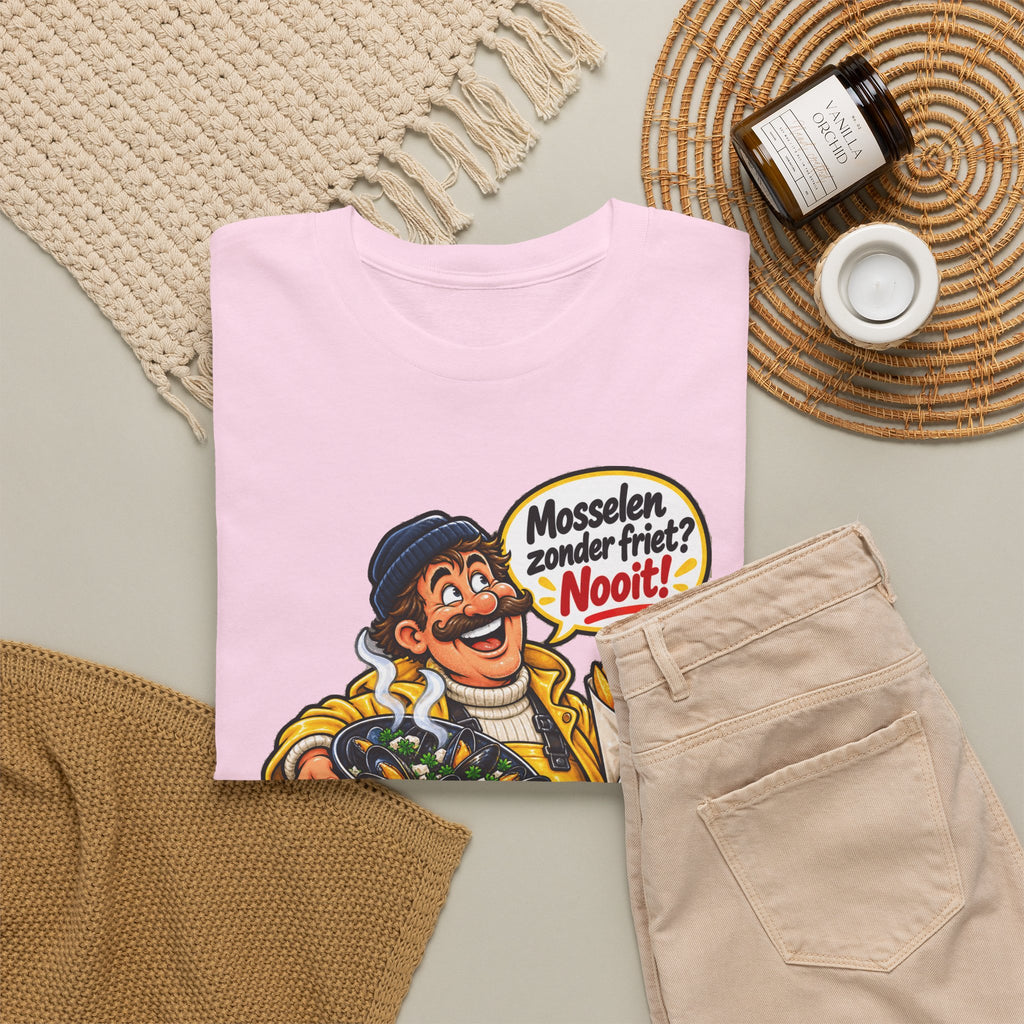 MOSSELEN ZONDER FRIET? NOOIT! Unisex T-shirt | Belgische Kust | VlaamseKracht®