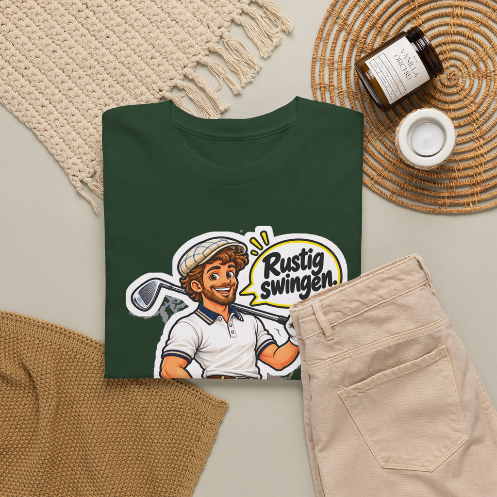 RUSTIG SWINGEN. Unisex T-shirt | De Golfer | VlaamseKracht®