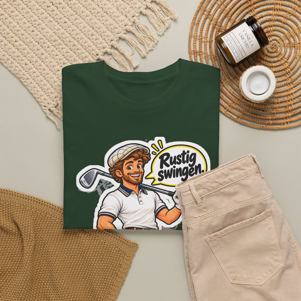 RUSTIG SWINGEN. Unisex T-shirt | De Golfer | VlaamseKracht®
