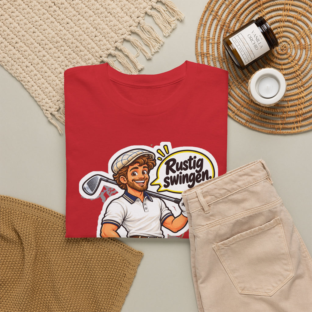 RUSTIG SWINGEN. Unisex T-shirt | De Golfer | VlaamseKracht®