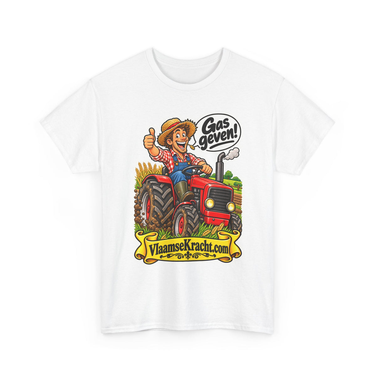 GAS GEVEN! Unisex T-shirt | De Tractorboer | VlaamseKracht®