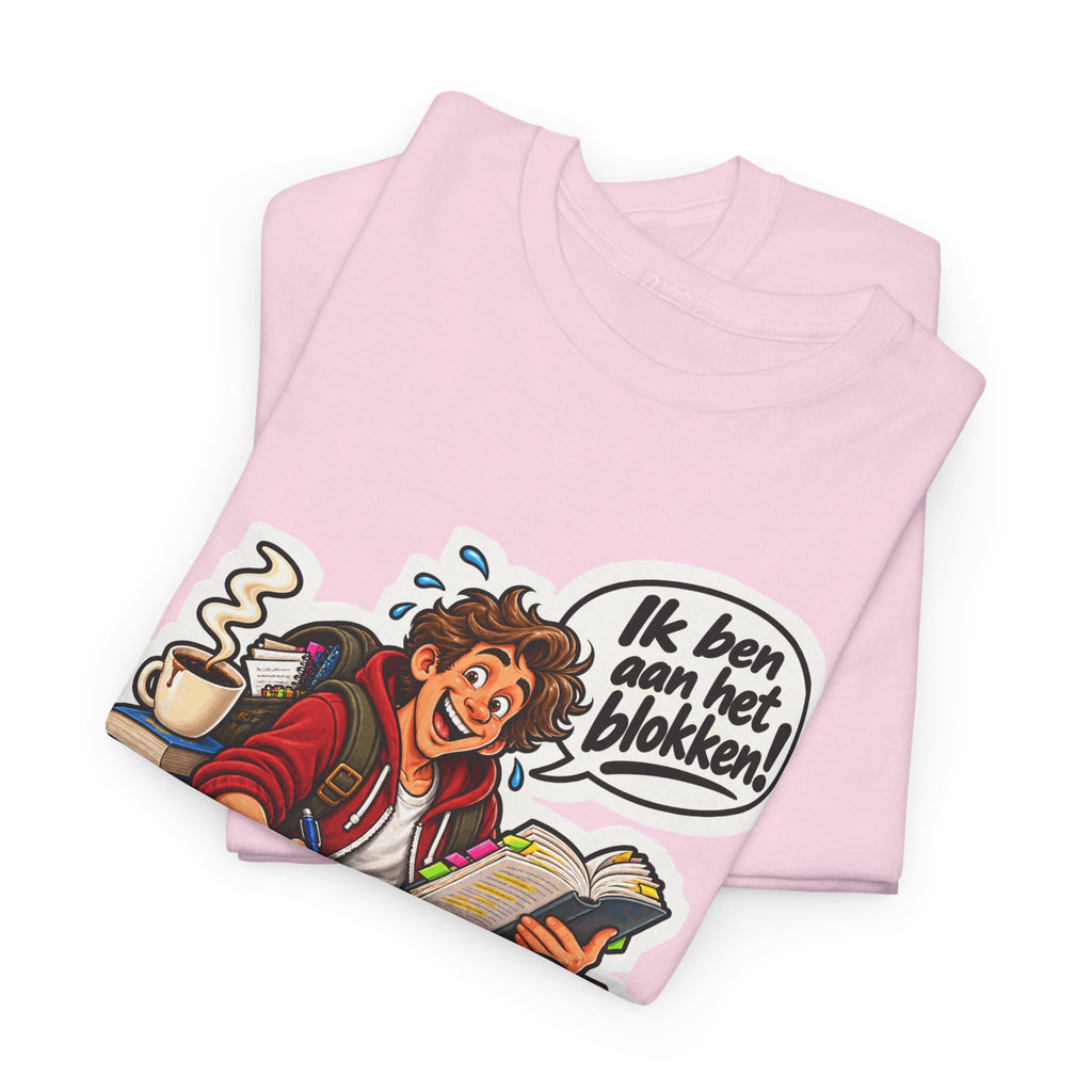 IK BEN AAN HET BLOKKEN! Unisex T-shirt | De Student | VlaamseKracht®