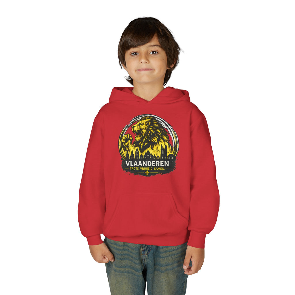 Premium Vlaamse Leeuw Youth Heavy Blend Hooded Sweatshirt | VlaamseKracht®