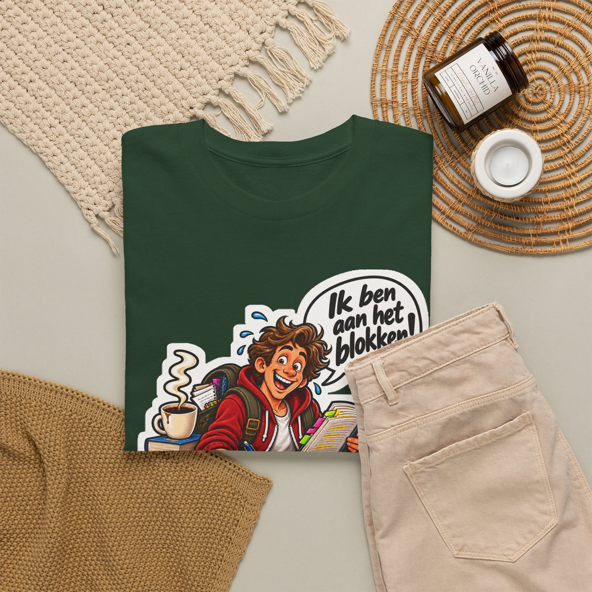 IK BEN AAN HET BLOKKEN! Unisex T-shirt | De Student | VlaamseKracht®