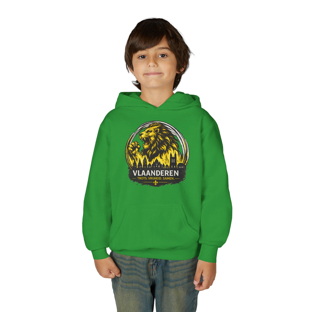 Premium Vlaamse Leeuw Youth Heavy Blend Hooded Sweatshirt | VlaamseKracht®