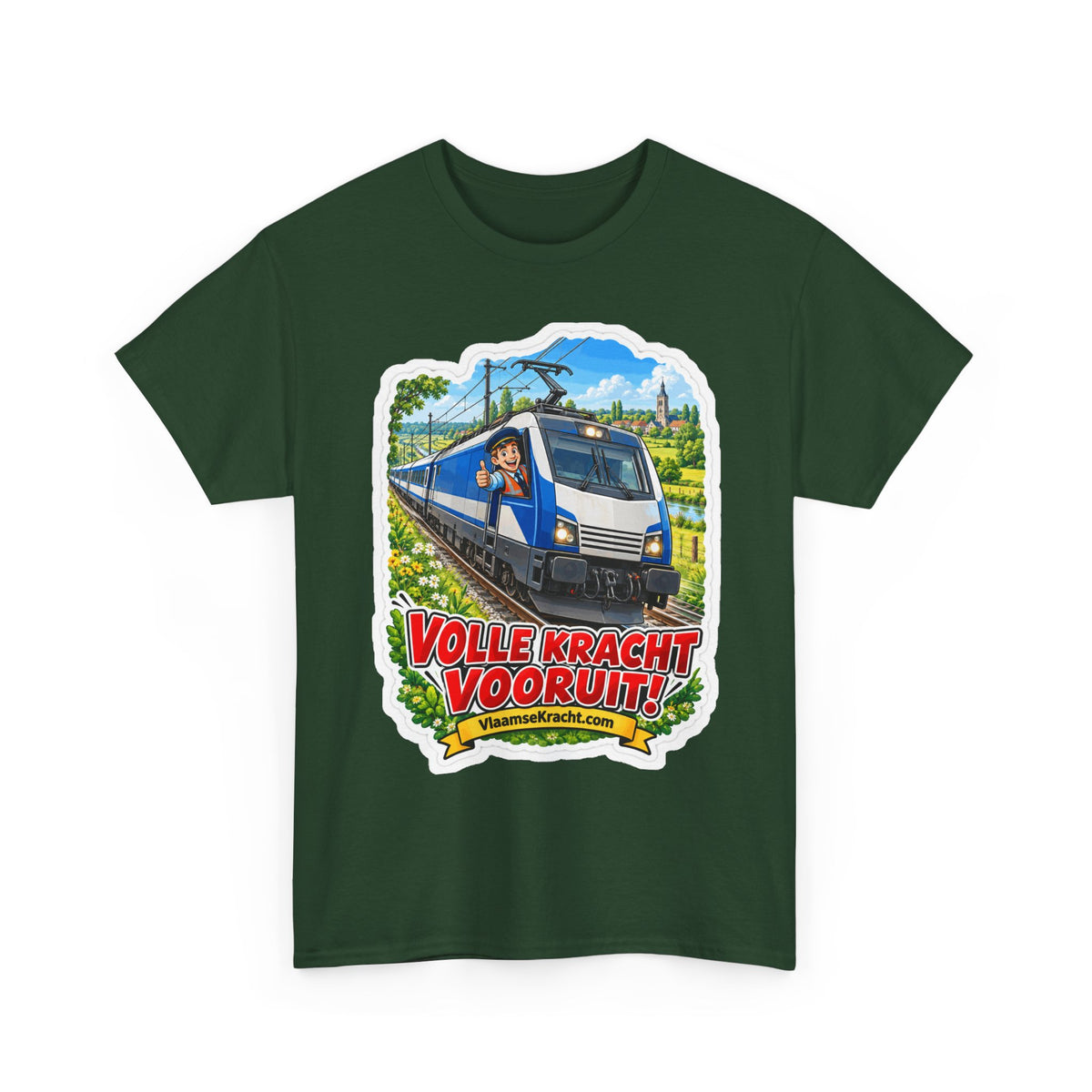 VOLLE KRACHT VOORUIT! Unisex T-shirt | De Treinbestuurder | VlaamseKracht®