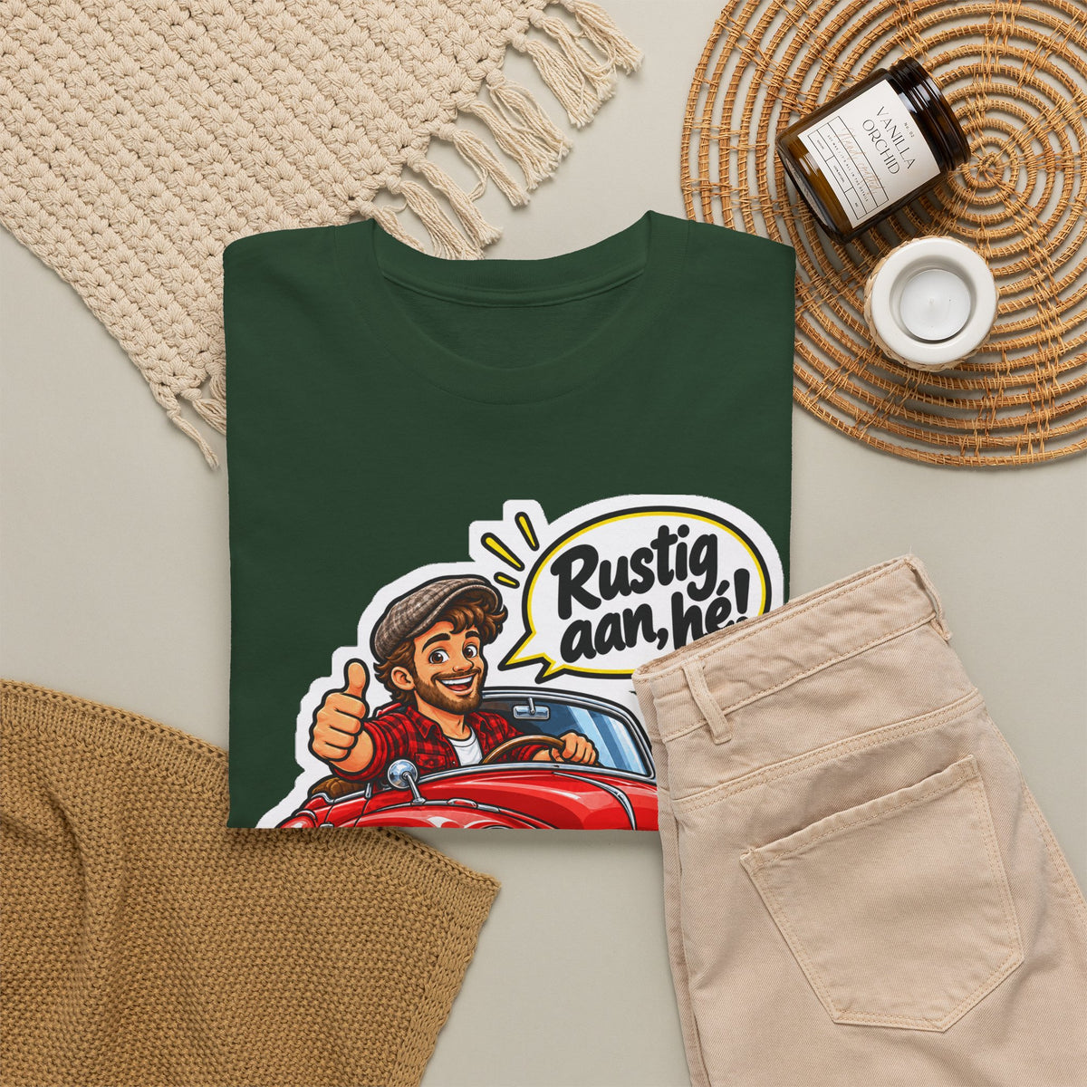 RUSTIG AAN, HÉ! Unisex T-shirt | De Oldtimer | VlaamseKracht®
