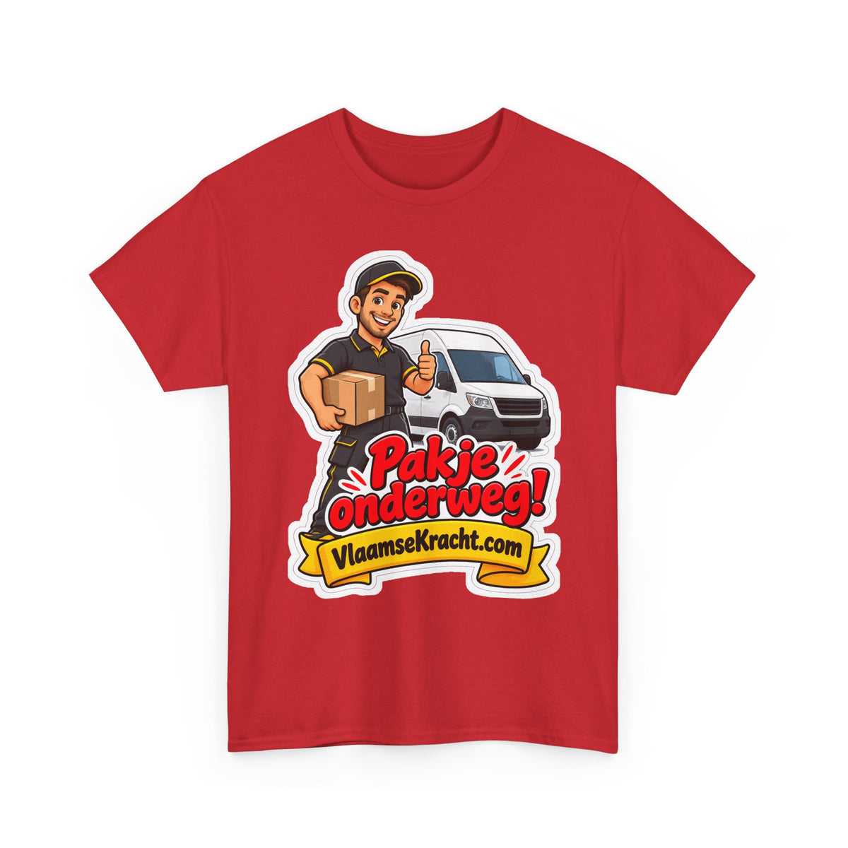 PAKJE ONDERWEG! Unisex T-shirt | De Pakjesbezorger | VlaamseKracht®