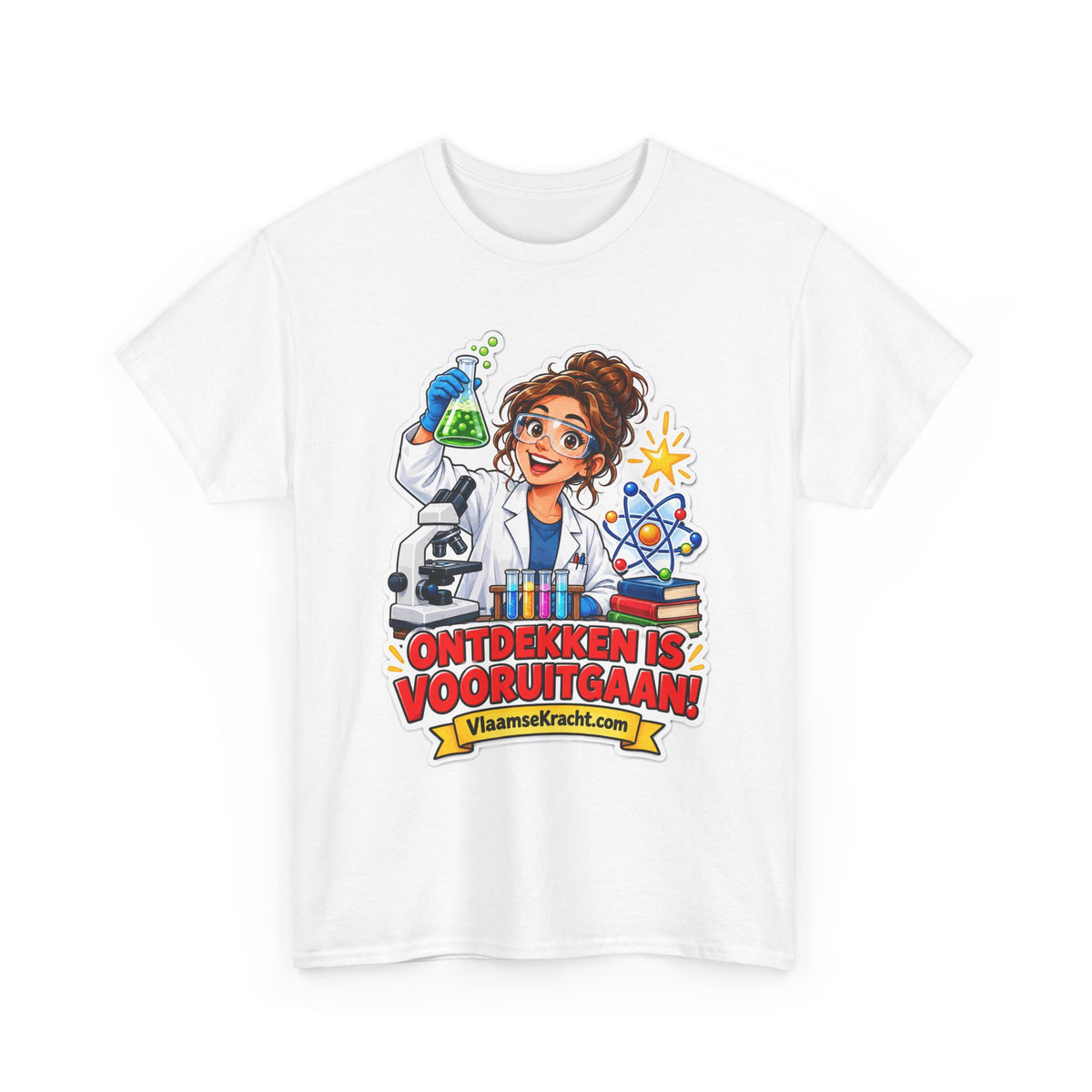ONTDEKKEN IS VOORUITGAAN! Unisex T-shirt | De Wetenschapper | VlaamseKracht®