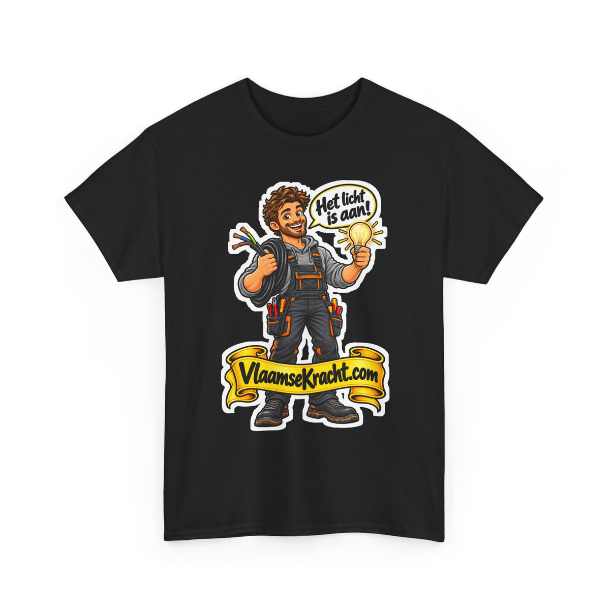 HET LICHT IS AAN! Unisex T-shirt | De Elektricien | VlaamseKracht®