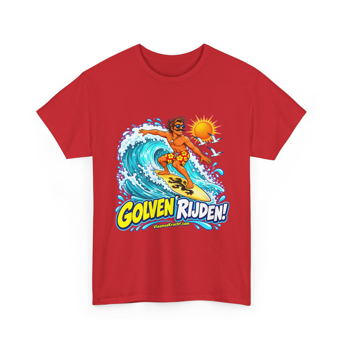GOLVEN RIJDEN! Unisex T-shirt | Retro Surf | VlaamseKracht®