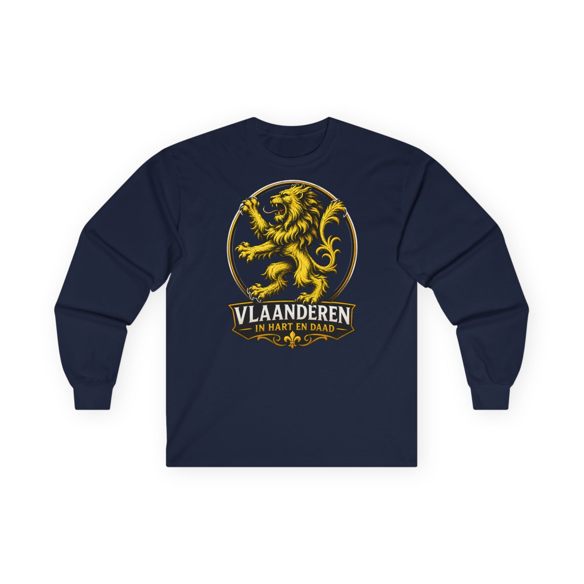 Premium Vlaamse Leeuw Vlaanderen Lion Crest Long Sleeve Tee | VlaamseKracht®
