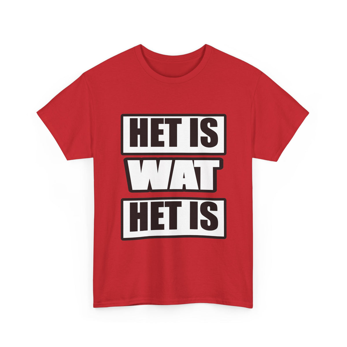 Het is wat het is Unisex T-shirt | Vlaamse Humor | VlaamseKracht®