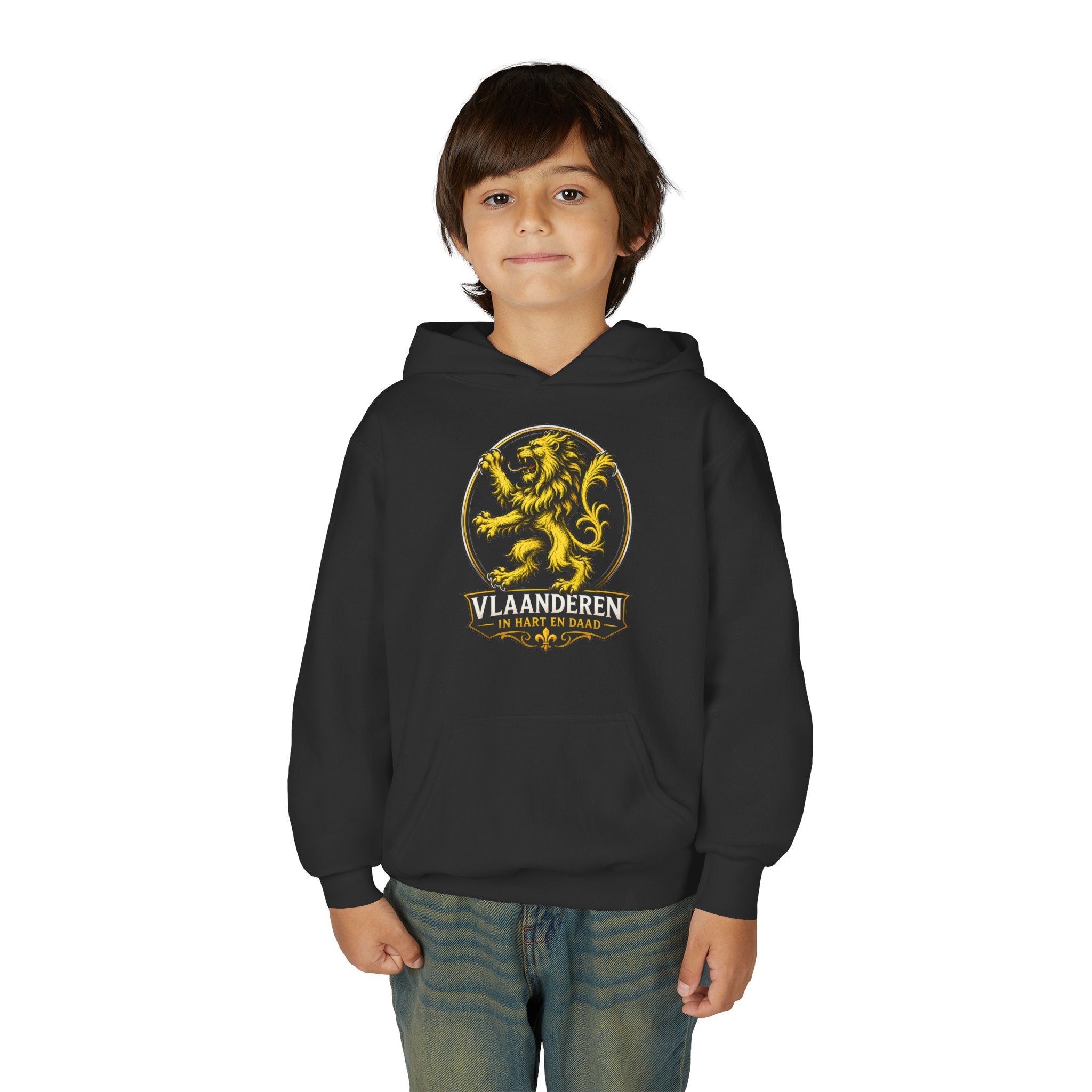 Premium Vlaamse Leeuw Youth Heavy Blend Hooded Sweatshirt | VlaamseKracht®