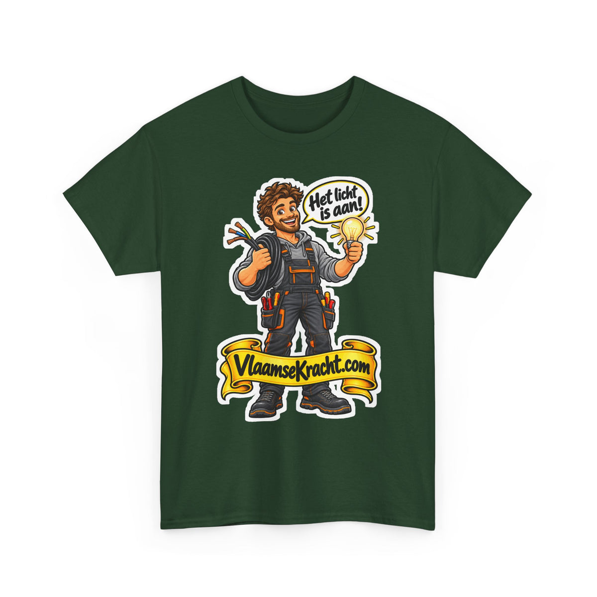 HET LICHT IS AAN! Unisex T-shirt | De Elektricien | VlaamseKracht®
