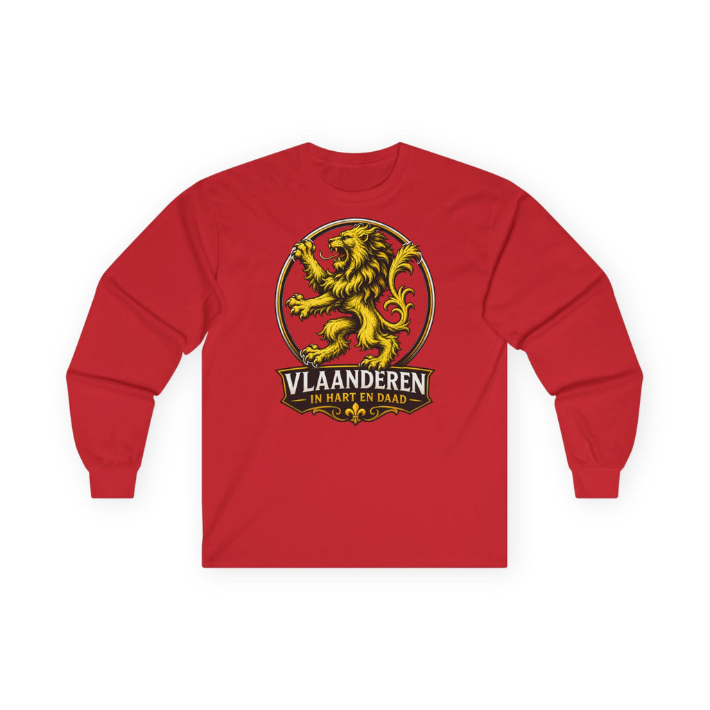Premium Vlaamse Leeuw Vlaanderen Lion Crest Long Sleeve Tee | VlaamseKracht®