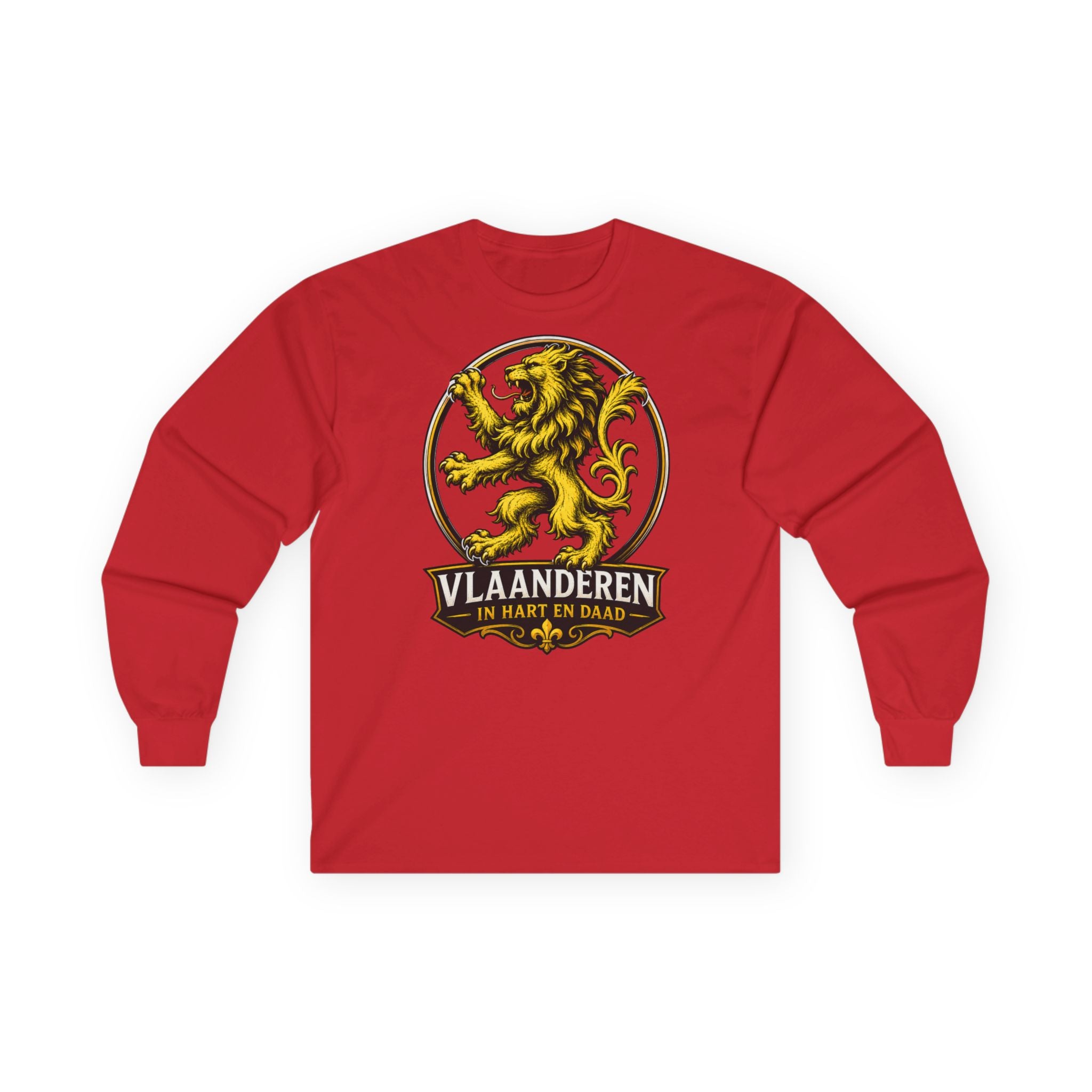 Premium Vlaamse Leeuw Vlaanderen Lion Crest Long Sleeve Tee | VlaamseKracht®