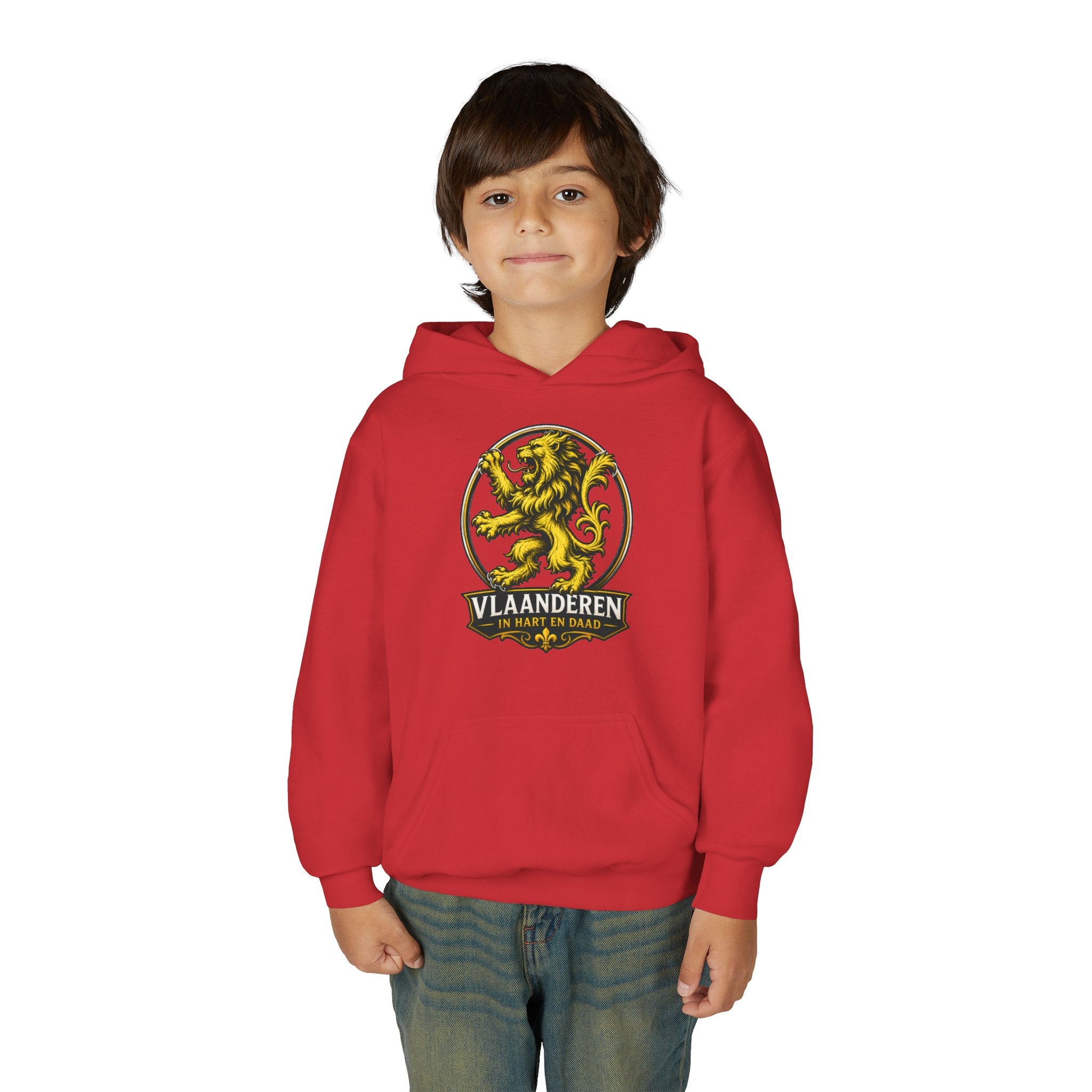 Premium Vlaamse Leeuw Youth Heavy Blend Hooded Sweatshirt | VlaamseKracht®