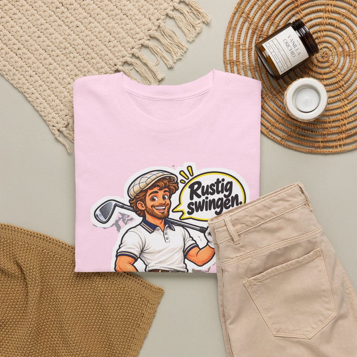 RUSTIG SWINGEN. Unisex T-shirt | De Golfer | VlaamseKracht®