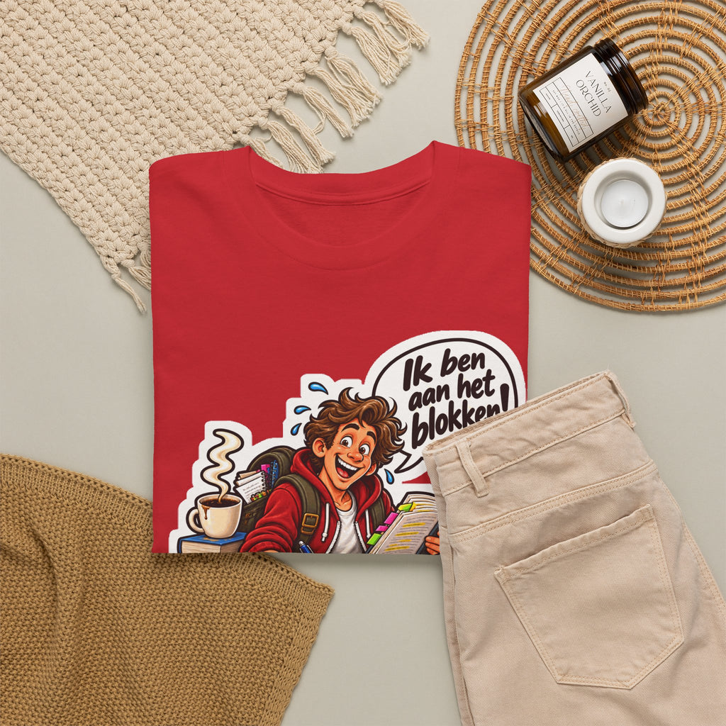 IK BEN AAN HET BLOKKEN! Unisex T-shirt | De Student | VlaamseKracht®