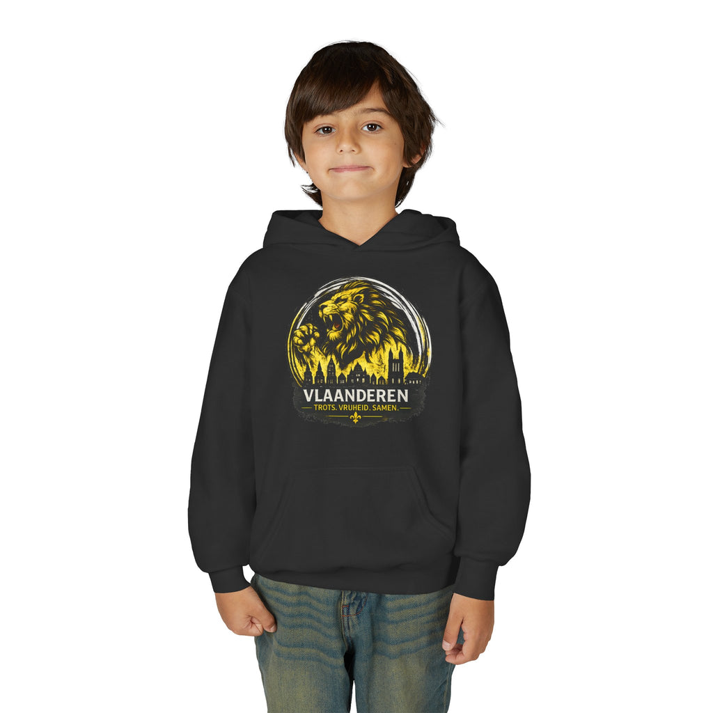 Premium Vlaamse Leeuw Youth Heavy Blend Hooded Sweatshirt | VlaamseKracht®
