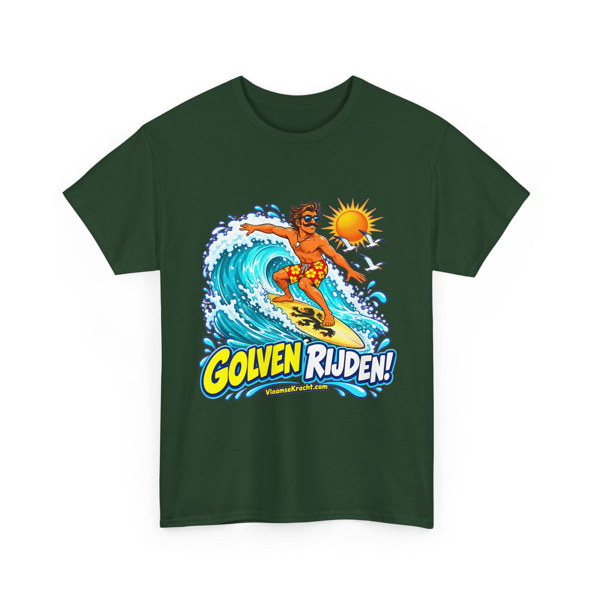 GOLVEN RIJDEN! Unisex T-shirt | Retro Surf | VlaamseKracht®