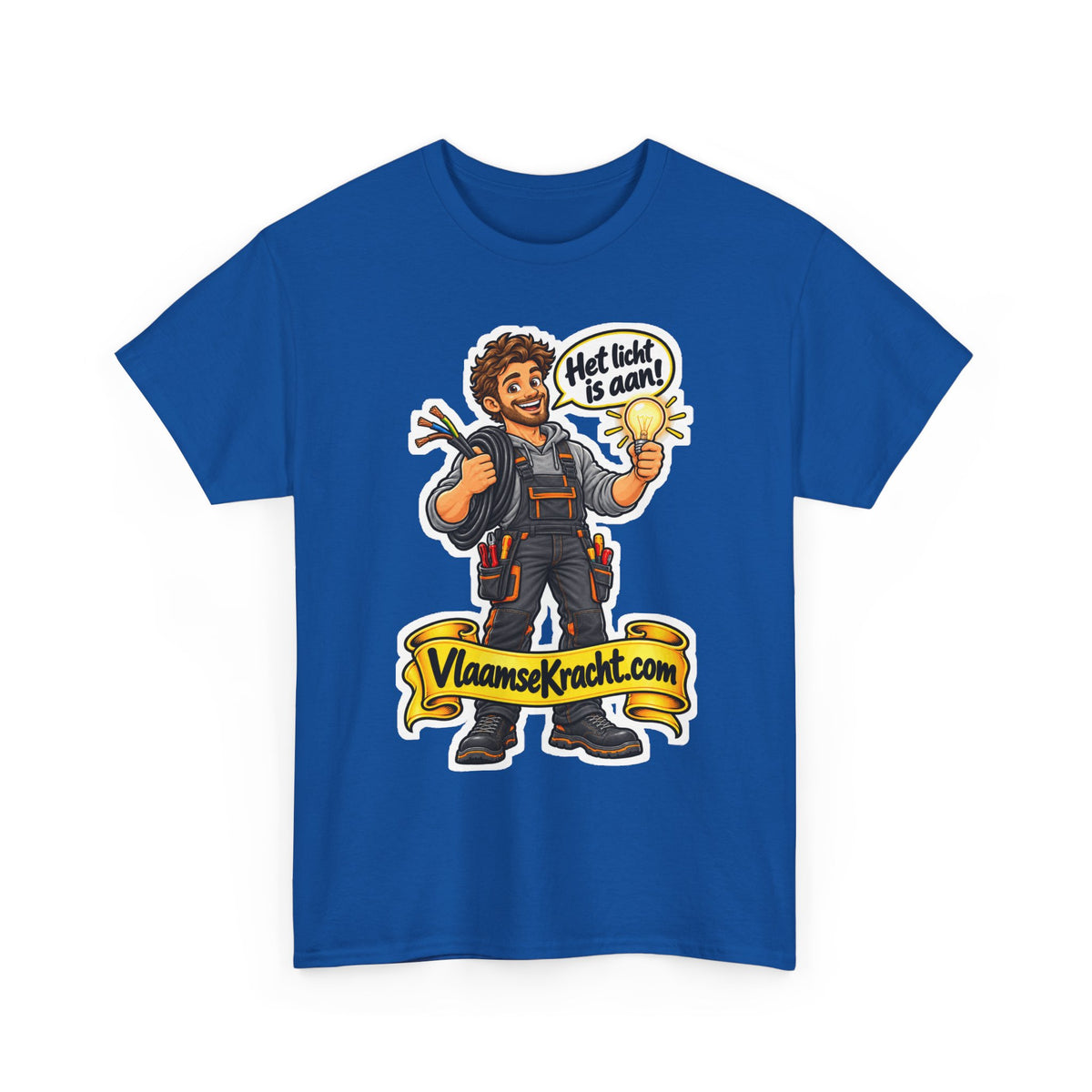 HET LICHT IS AAN! Unisex T-shirt | De Elektricien | VlaamseKracht®