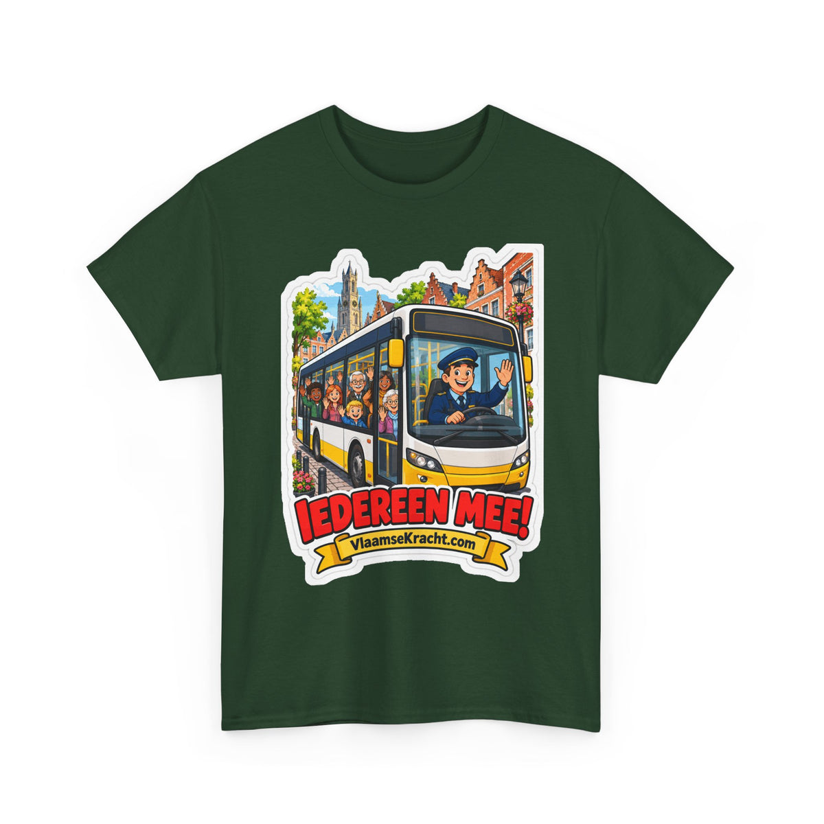 IEDEREEN MEE! Unisex T-shirt | De Buschauffeur | VlaamseKracht®