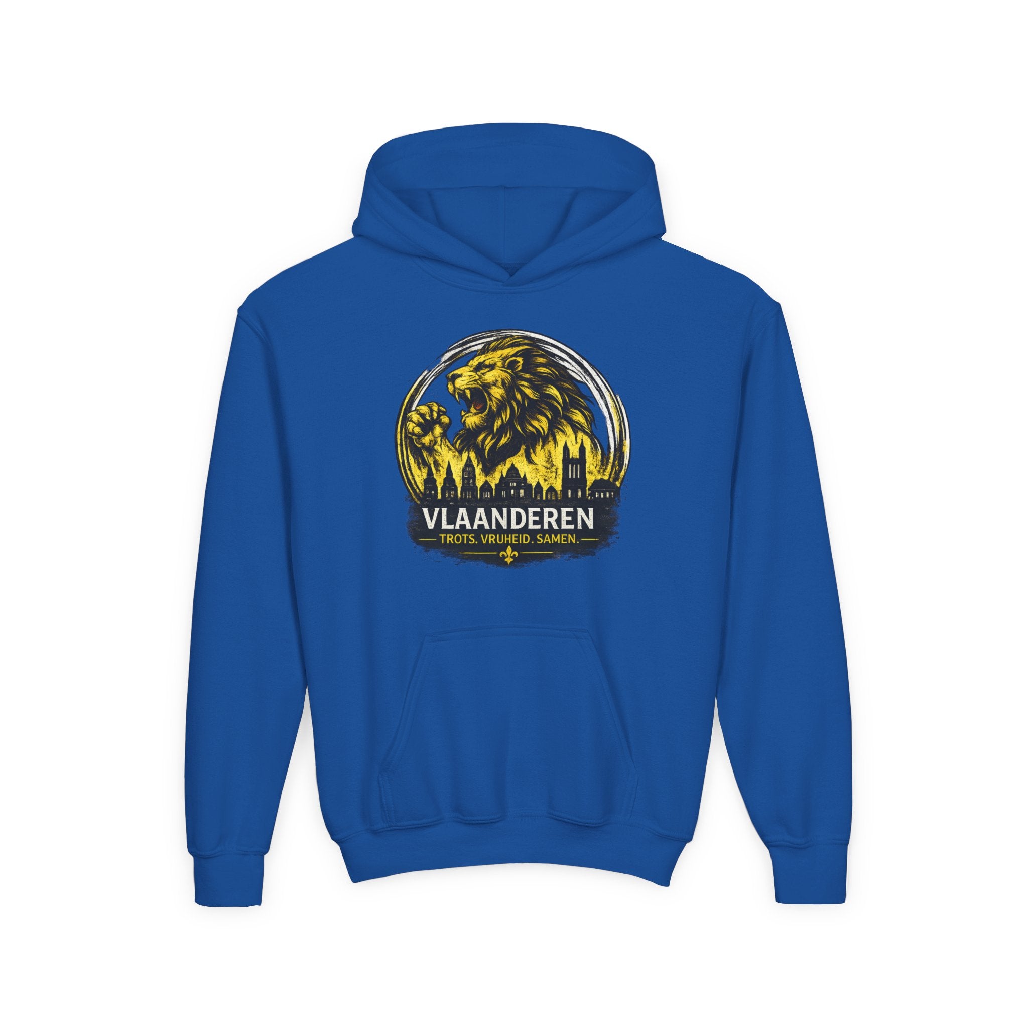 Premium Vlaamse Leeuw Youth Heavy Blend Hooded Sweatshirt | VlaamseKracht®