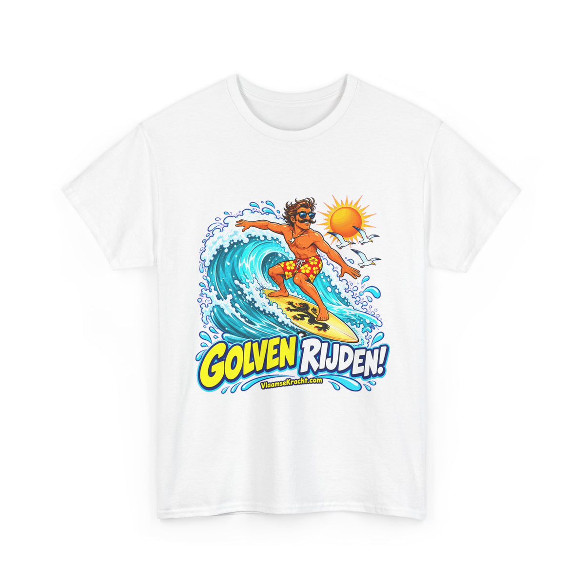 GOLVEN RIJDEN! Unisex T-shirt | Retro Surf | VlaamseKracht®