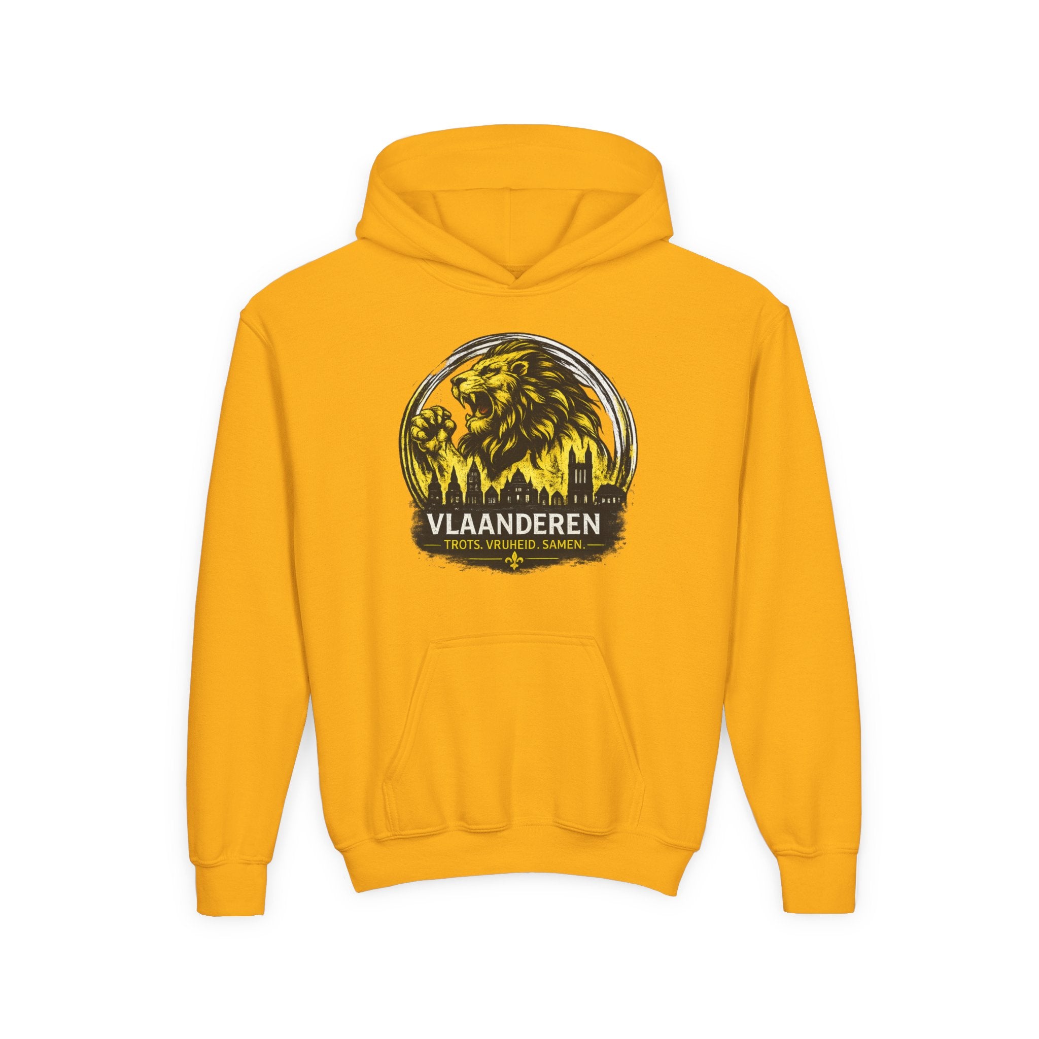 Premium Vlaamse Leeuw Youth Heavy Blend Hooded Sweatshirt | VlaamseKracht®