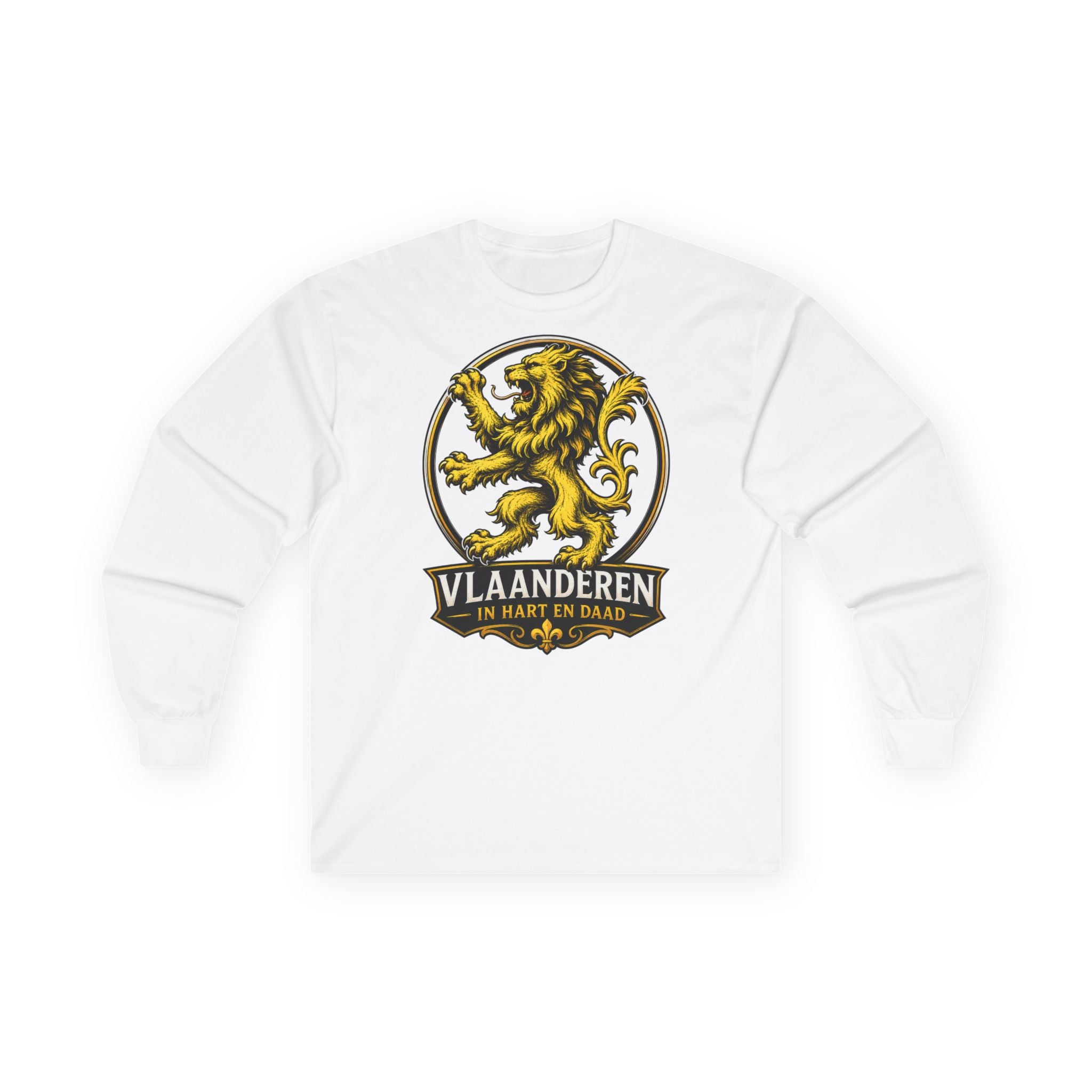 Premium Vlaamse Leeuw Vlaanderen Lion Crest Long Sleeve Tee | VlaamseKracht®