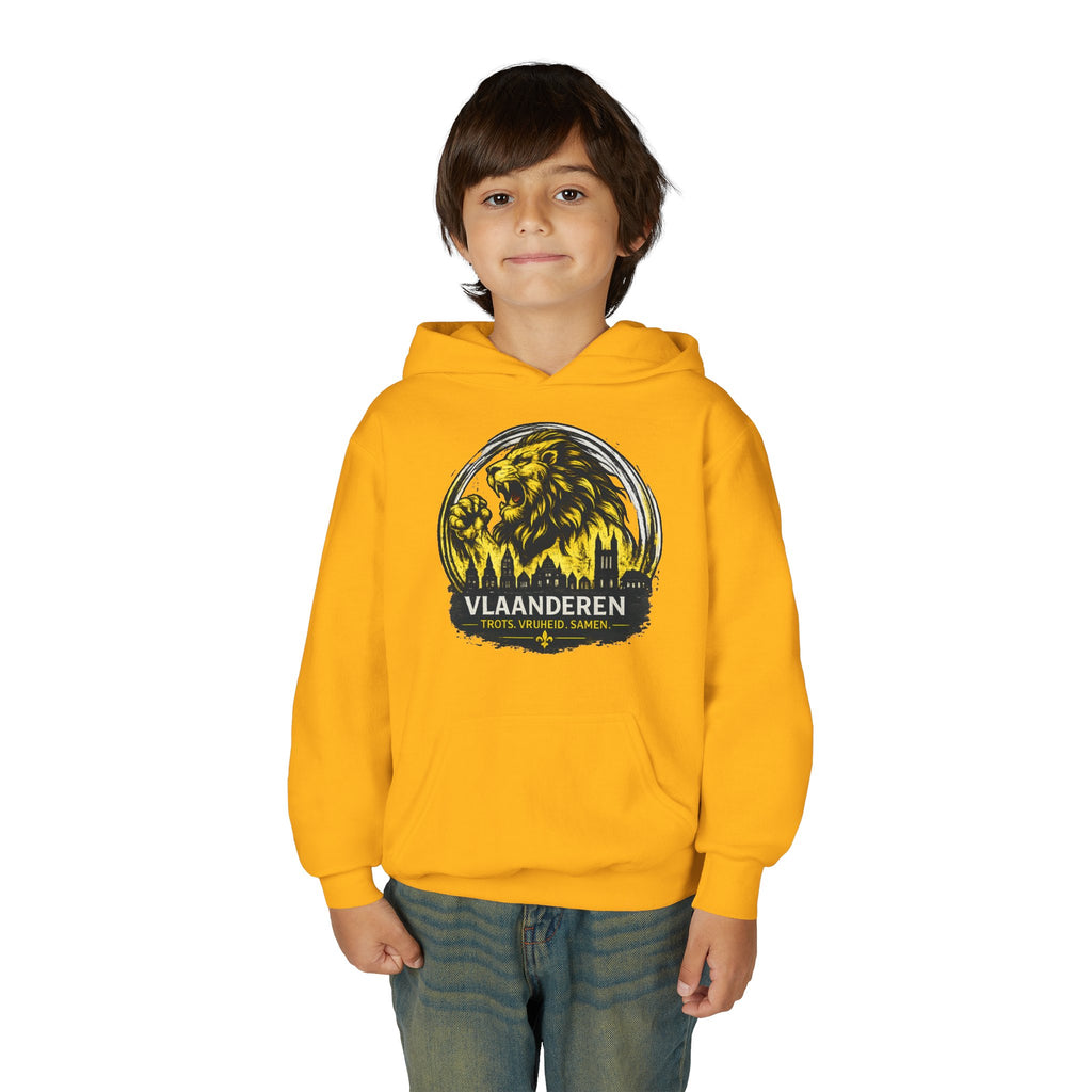 Premium Vlaamse Leeuw Youth Heavy Blend Hooded Sweatshirt | VlaamseKracht®
