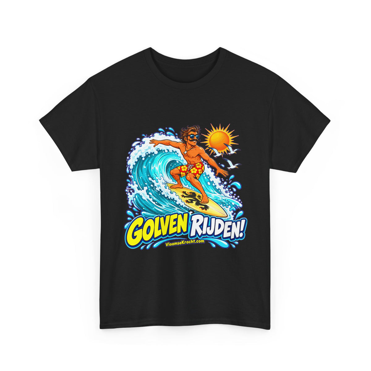GOLVEN RIJDEN! Unisex T-shirt | Retro Surf | VlaamseKracht®