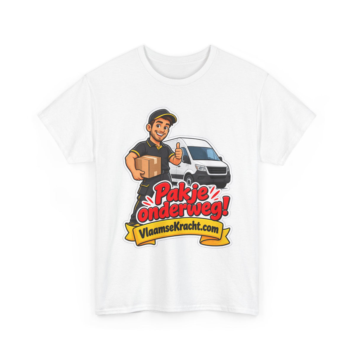 PAKJE ONDERWEG! Unisex T-shirt | De Pakjesbezorger | VlaamseKracht®