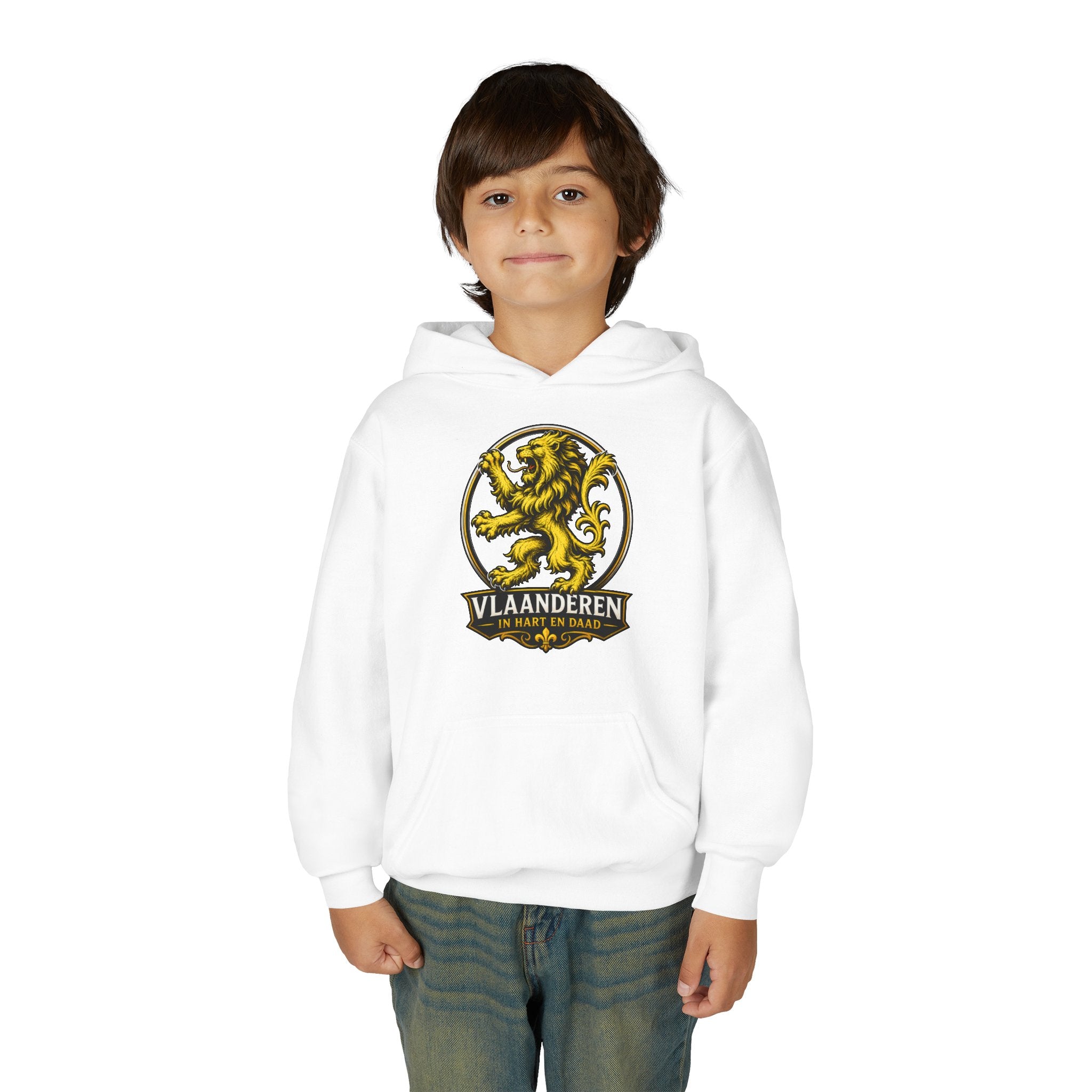 Premium Vlaamse Leeuw Youth Heavy Blend Hooded Sweatshirt | VlaamseKracht®